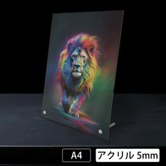 『虹ライオン　<NO.001>（Rainbow lion）』　《ショップオリジナル》《レインボーシリーズ》　A4 アクリル《OR-AC》
