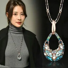 超人気　レディース　ネックレス　ペンダント　ロング　ブルー　パーティー　ブルー　カラフル　プレゼント　豪華