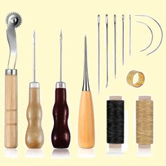 【新着商品】DIY 工具 縫製キット 手縫い ワックス糸 紐 レザー ザーツールセット 革用 手作り 針 皮革工具 (14点セット) 裁縫工具 革工具セット レザークラフト サムコス
