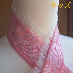 No.703　晴れの日　かわいさアップ　子供用　伊達襟　伊達衿　重ね衿　4WAY　七五三　ひなまつり　お正月　前撮り　パステルピンク　ピンク　白　フリル