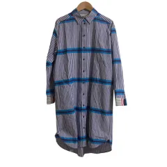 美品 PS Paul Smith ポールスミス ストライプ柄 長袖 シャツワンピース サイズ40 パープル レディース 古着 中古 USED