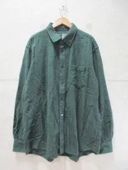 無印良品 シャツ 長袖 チェック柄 綿100% グリーン Lサイズ