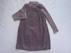タルティーヌ エ ショコラ タルティーヌエショコラ tartine et chocolat アウトレット 子供服 女の子 120cm ジャンパースカート 長袖 カットソー 2点 グレー 紫 秋 冬 ★3 セットアップ 冬服 ガールズ 【中古】