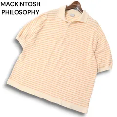MACKINTOSH PHILOSOPHY マッキントッシュ フィロソフィー 春夏 ボーダー★ 半袖 ニット ポロシャツ Sz.XL位 メンズ 大きいのサムネイル