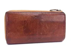 genten ゲンテン レザー L字ファスナー 二つ折り 長財布 ウォレット 札入れ 小銭入れ メンズ ブラウン系 DH9679