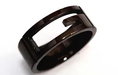 グッチ リング 指輪 19 シルバー ブラックコーティング メンズ カットアウト Gモチーフ ブランテッドGリング ＧＵＣＣＩ 18号 黒 SV925