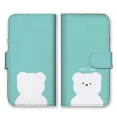 iPhone 16 Pro ケース 手帳型 アイフォン16プロ スマホケース 携帯ケース しろくま シロクマ テディベア 韓国 白くま 可愛い デザイン シンプル 水色 パステルカラー  スマホカバー カラー05