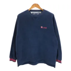 90年代 USA製 TOMMY HILFIGER トミーヒルフィガー フリース スウェット ワンポイントロゴ ネイビー (メンズ S) 中古 古着 R7626