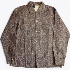 80s Stussy 開襟 長袖シャツ フローラル柄 黒タグ USA製 エンジ - メルカリ