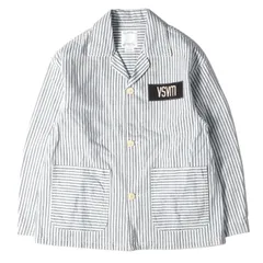新品 visvim ビズビム ジャケット サイズ:1 パッチ付き ヒッコリー ストライプ カバーオール ジャケットSS COVERALL JACKET 23SS インディゴ ホワイト アウター ブルゾン コートのサムネイル