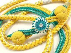 平和屋着物●和装小物　振袖用帯締め　装飾　つまみ細工　ちりめん細工　ラインストーン　金糸　逸品　未使用　AAAW3392ay