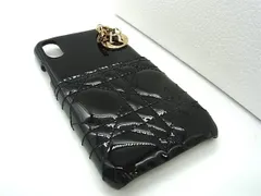 ■極美品■ ChristianDior ディオール レディディオール カナージュ レザー iPhoneX/XS 対応 アイフォンケース ブラック系 AV8836のサムネイル