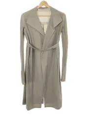 Rick Owens リックオウエンス リブ切替ウールコットンベルテッドロングコート グレー 36のサムネイル