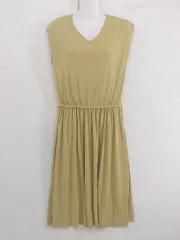 ◇ N. Natural Beauty Basic Vネック ウエストゴム 半袖 膝下丈 ワンピース サイズM イエロー系 レディース P  【1209130003977】