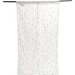 新品 Kuai のれん 暖簾 薄手 幅85cm 丈90cm、120cm、150cm ナチュラル アースカラー 花柄 目隠し ロング キッチン リビング インテリア 遮熱 間仕切り 飲食店 カーテン おしゃれ ツーカラー グリーン (ホワイトフラワー 150)
