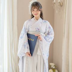 着付け簡単袴セット 白花色着物×灰色袴～ キャサリンコテージ