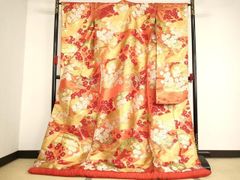 平和屋本店▼色打掛　和装　婚礼　結婚式　花嫁　神社挙式　唐織　飛鶴松梅文　金銀糸　逸品　AAAT9879ja
