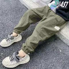 キッズカーゴパンツ(グリーン/120サイズ/130サイズ/140サイズ/150サイズ/160サイズ）ボトムスズボンこども子供男の子男児女児子供服