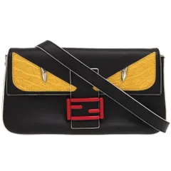 美品 フェンディ モンスター バグズ レザー ブラック 黒 ショルダーバッグ 1662 FENDI