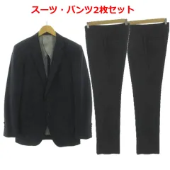 パーフェクトスーツファクトリー P.S.FA スーツ パンツ2枚セット イタリアンクラシコモデル ジャケット テーラード パンツ ウール混 ドットストライプ ネイビー 紺 グレー A7