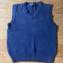 90's Polo by Ralph Lauren knit vest. 古着　ポロバイラルフローレン　ニットベスト　ネイビー　コットンセーター　紺　L ポニー