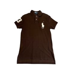 中古 ポロバイラルフローレン Polo by RalphLauren 半袖 ポロシャツ クリーニング済み ビッグポニー ブラウン メンズ Mサイズ