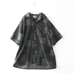 【中古B】古着 vintage Edwards L メンズ 半袖シャツ オープンカラー 総柄 カーキ 緑 中古B 古着