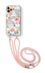 Google Pixel 8a グーグルピクセル8a スマホケース スマホショルダー かわいい 花柄 大理石 薔薇 バラ ストラップ 調節可能 152cm  カラー01のサムネイル