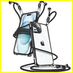 【在庫わずか】透明 薄型 縄掛けケース 軽量 斜めかけ TPU 肩掛け 携帯ケース カバー 紐付き アイフォン15 斜めがけ スマホケース 織りストラップ付き iPhone15 長さ調整可能 ショルダー 取り外し可能 クリア 落下防止 ケース 紛失防止 15のサムネイル