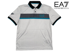 EA7 エンポリオ アルマーニ ポロシャツ EA7 EMPORIO ARMANI 6LPF01 PJCKZ 1100 WHITE EA7 トレインロゴ入り メンズ 2つボタン ホワイト系カラー 半袖 ストレッチ ポロシャツ メンズLサイズ