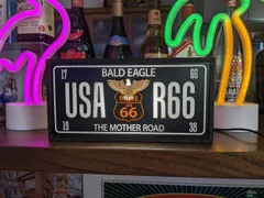 ルート66 USA イーグル 鷲 サイン 置物 雑貨 LED2wayライトBOX