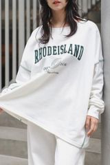 サガラ刺繍アウトステッチカレッジロゴスウェット