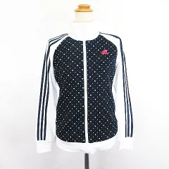 アディダス adidas ジャージ トラックジャケット 長袖 ジップアップ ドット ライン ロゴ S ネイビー×ホワイト スポーツウェア ※EKM