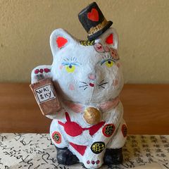 招き猫 大入 木製看板 木彫り レトロ - メルカリ