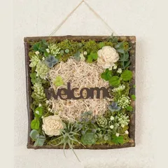 Atsukoデザイン ウェルカムボード アーティフィシャルフラワー アレンジメント 手づくり ハンドメイド フェイク イミテーショングリーン インテリア オーナメント ディスプレイ 造花 壁 玄関 窓 ドア 開店祝い ギフト プレゼント