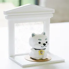 メモリアルペットハウス (ペットのお仏壇)【白】基本型セット(【犬白】フェリックス ガーディアンズ（遺骨カプセル付の犬の置物）)