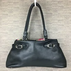 COLE HAAN/コールハーン　レザー　ハンド/肩掛けバッグ〈黒/BLACK〉スカーフ装飾/おしゃれ　管NO.YB18-13<sale>