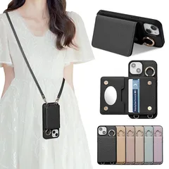 【新品】 For iPhone 17Pro 対応するモデル 手帳型ショルダーケース ミラー付き 財布型 多機能スタンド レディース 収納 小銭入れ 調節可能ストラップ (首掛け/肩掛け/斜めがけ対応) カーキ 1