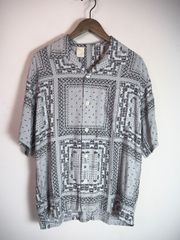 正規 美品 22SS N.HOOLYWOOD エヌハリウッド OPEN COLLAR HALF SLEEVE SHIRT 1223-SH03-003 半袖シャツ バンダナ グレー 40(L) 本物 718P★2