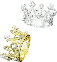 シンプルチョコ ティアラ 王冠 プリンセス 2個セット 子供 おもちゃ tiara ヘアアクセサリー ゴールドxシルバー(ゴールド/シルバー)