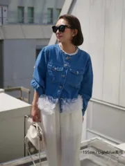 【新品】ヘムチュールドッキングデニムジャケット ライトブルー◾️BeBeoD Frene