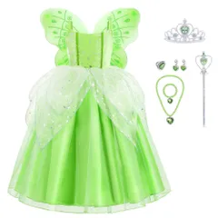 ティンカーベル 子供 ドレス コスチューム 豪華８点 セット 100～140