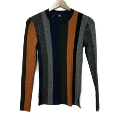 PaulSmith(ポールスミス) 長袖セーター サイズM レディース - ネイビー×オレンジ×マルチ クルーネック/ストライプ/ラメ