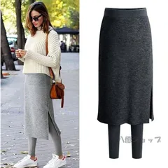 付きレギンス 未使用 スカートスリットスカート ノーマル 裏起毛 厚手 パンツ スカートレギンス レギンススカート スカート付きパンツomw15