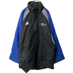 adidas 中綿 ジップアップ ナイロンジャケット 3XL ブラック ブルー アディダス バックプリント 90's～ 古着卸 アメリカ仕入 a705-5164
