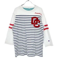 古着 メンズL Champion/チャンピオン Tシャツ 七分袖 カジュアル TEE スポーツMIX ホワイト/ネイビー/レッド C3-Z417 gl00152