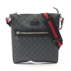 グッチ GUCCI ショルダーバッグ GGスプリーム メッセンジャーバッグ シェリーライン 474137 ブラック PVCコーティングキャンバス レザー GGスプリームメッセンジャーバッグ