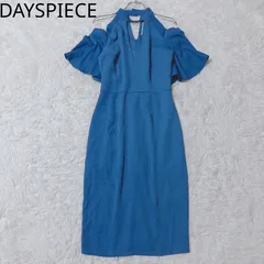 デイズピース　パーティードレス　膝丈　コールドショルダー　キーホールネック　フェミニン　セクシー　結婚式　フォーマル　ブルー