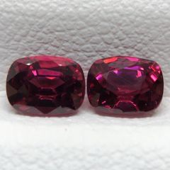 天然　非加熱　スピネル　ルース　ペア for ピアス　合計1.1ct　クッションカット　パープリッシュピンク〜レッド系　濃厚カラー　クリーン　良い輝き　男女兼用　1点物　国内鑑別書付き