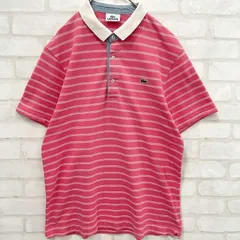 【希少】ラコステ 半袖 ポロシャツ ボーダー 鹿の子 ワンポイント 刺繍ロゴ Lサイズ